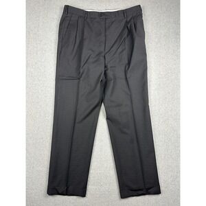 Zanella Bennett Dress Pants Mens 38(36x30) Gray Check Pleated Wool Dress Italy